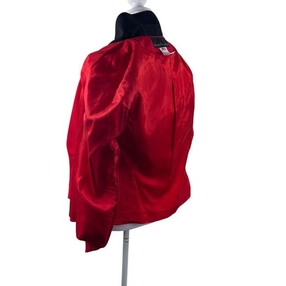 VTG 80s Joseph Feldman Red Blazer 12 M Lined One-Button Office Shoulder Pads USA - Picture 7 of 9